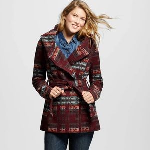 MOSSIMO SUPPLY CO. WOMEN FAUX WOOL WRAP JACKET AZTEK